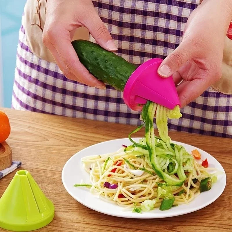 Coupe-légumes spirale manuel – Spaghettis de légumes (courgettes, carottes, radis) – Râpe spirale compacte sans électricité